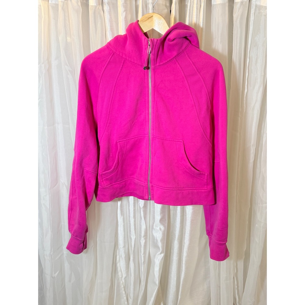 Lululemon Scuba Full Zip Hoodie Womens M/L Pink Oversized Cropped Fleece Jacket